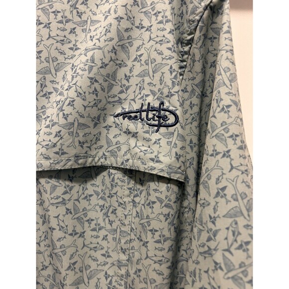 Reel Life Fishing Vented Shirt Mens Size Medium Blue Outdoor Camping Casual Dri - Picture 6 of 6